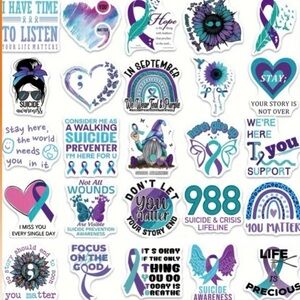 5 for $15 Pack of 50 Mental Health Stickers